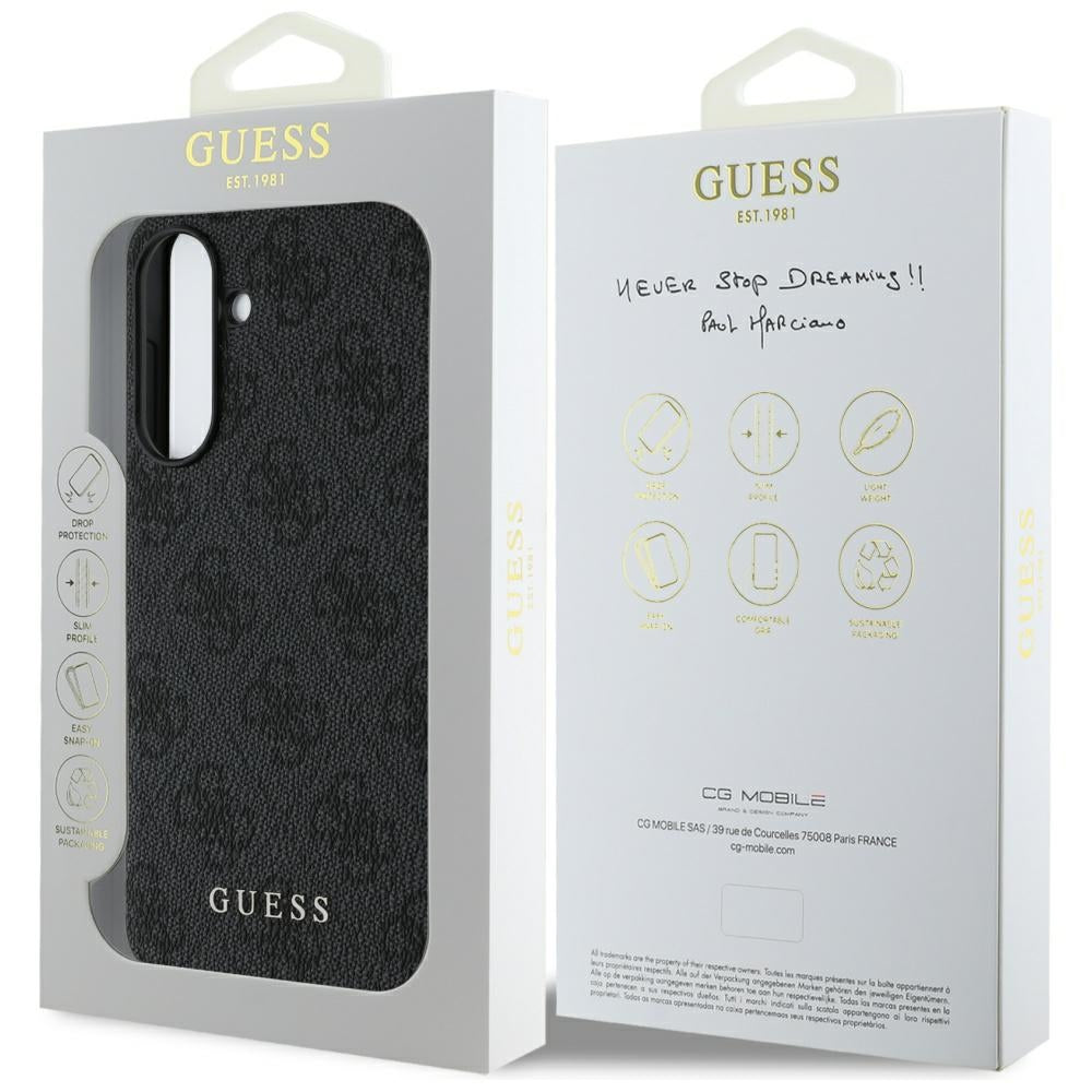 Capa para Samsung Galaxy A56 A566, Guess, 4G Charm, Preta