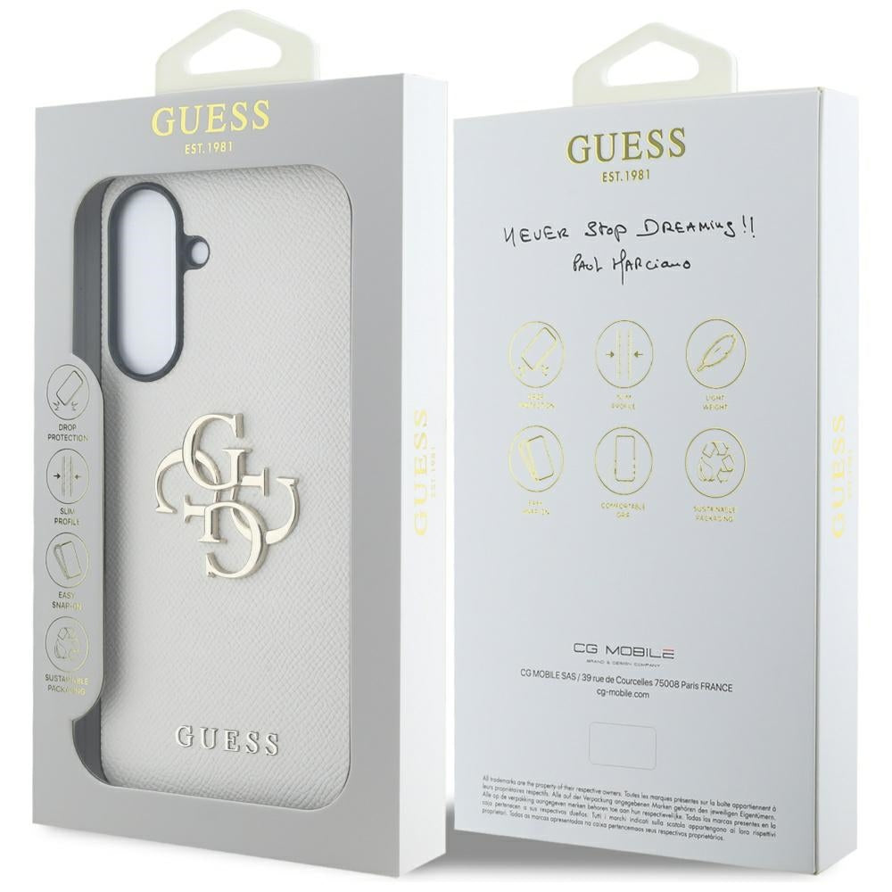 Capa para Samsung Galaxy A56 A566, Guess, 4G Grained Big and Classic Logo, Bege
