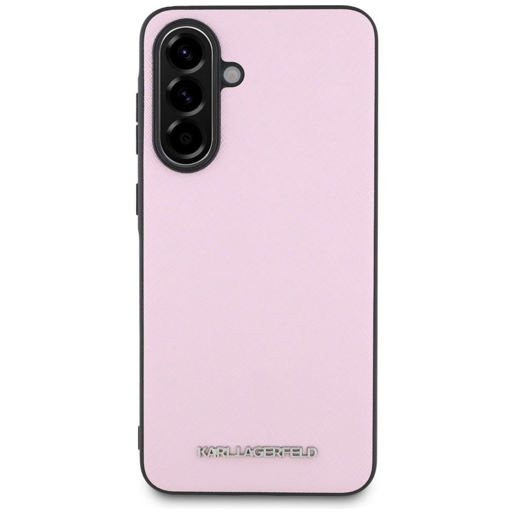 Capa para Samsung Galaxy A56 A566, Karl Lagerfeld, Saffiano Metal Logo, Rosa
