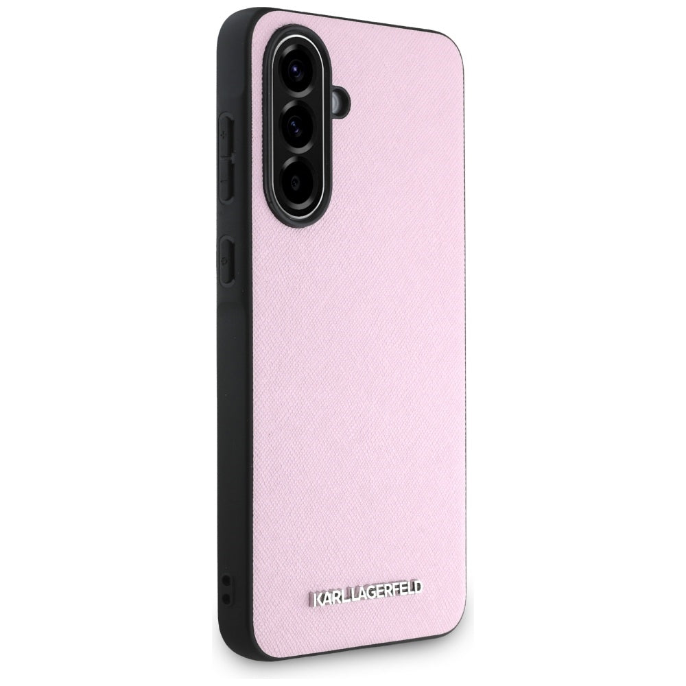 Capa para Samsung Galaxy A56 A566, Karl Lagerfeld, Saffiano Metal Logo, Rosa