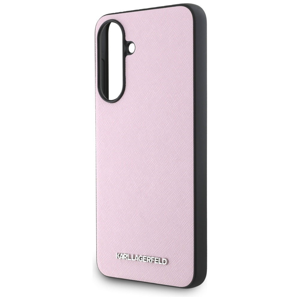Capa para Samsung Galaxy A56 A566, Karl Lagerfeld, Saffiano Metal Logo, Rosa