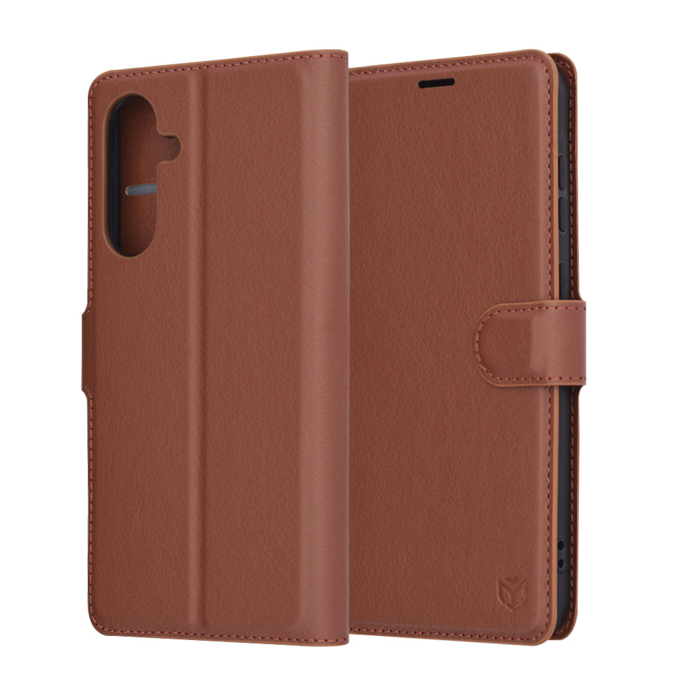 Capa para Samsung Galaxy A56 A566, Techsuit, Leather Folio, Castanha