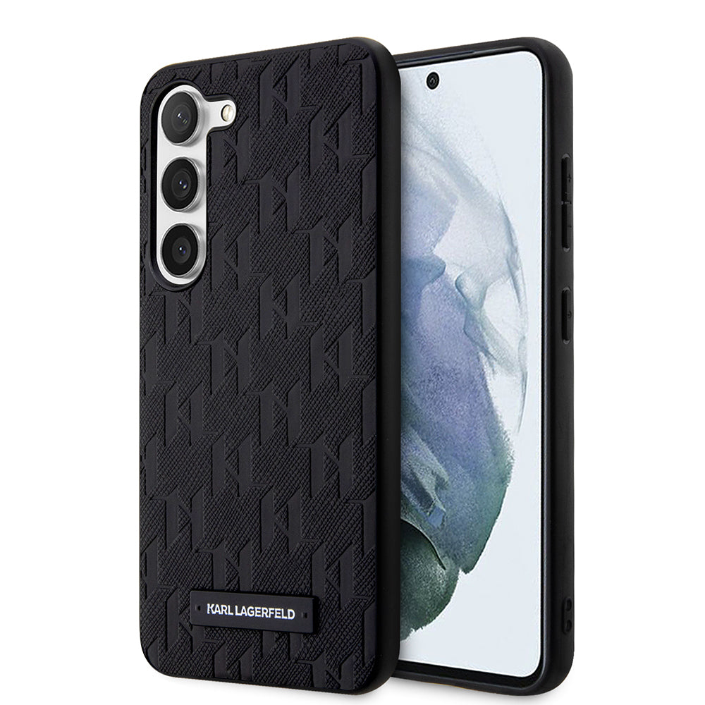 Capa para Samsung Galaxy S23+ S916, Karl Lagerfeld, Saffiano Monogram Metal Logo, Preta.