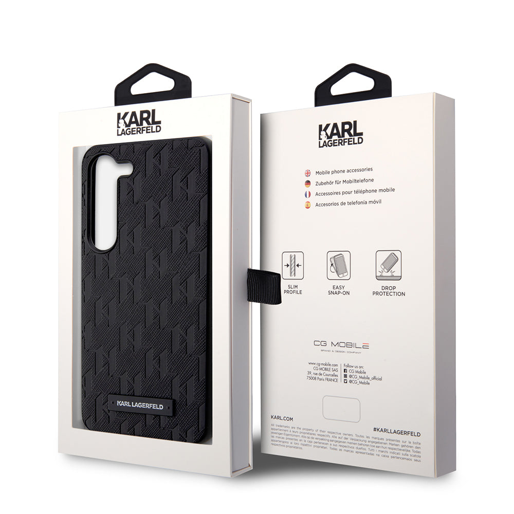 Capa para Samsung Galaxy S23+ S916, Karl Lagerfeld, Saffiano Monogram Metal Logo, Preta.