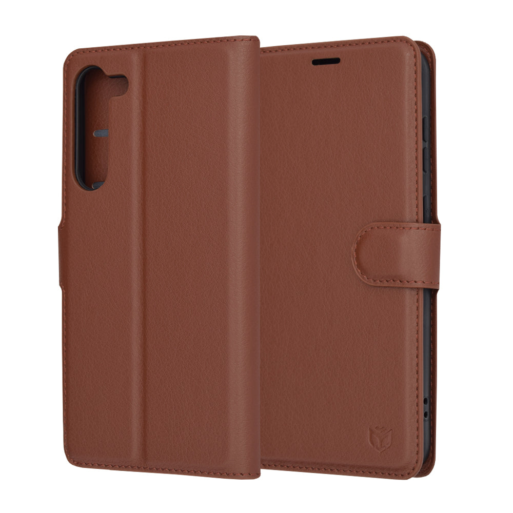 Capa para Samsung Galaxy S23+ S916, Techsuit, Leather Folio, Castanha