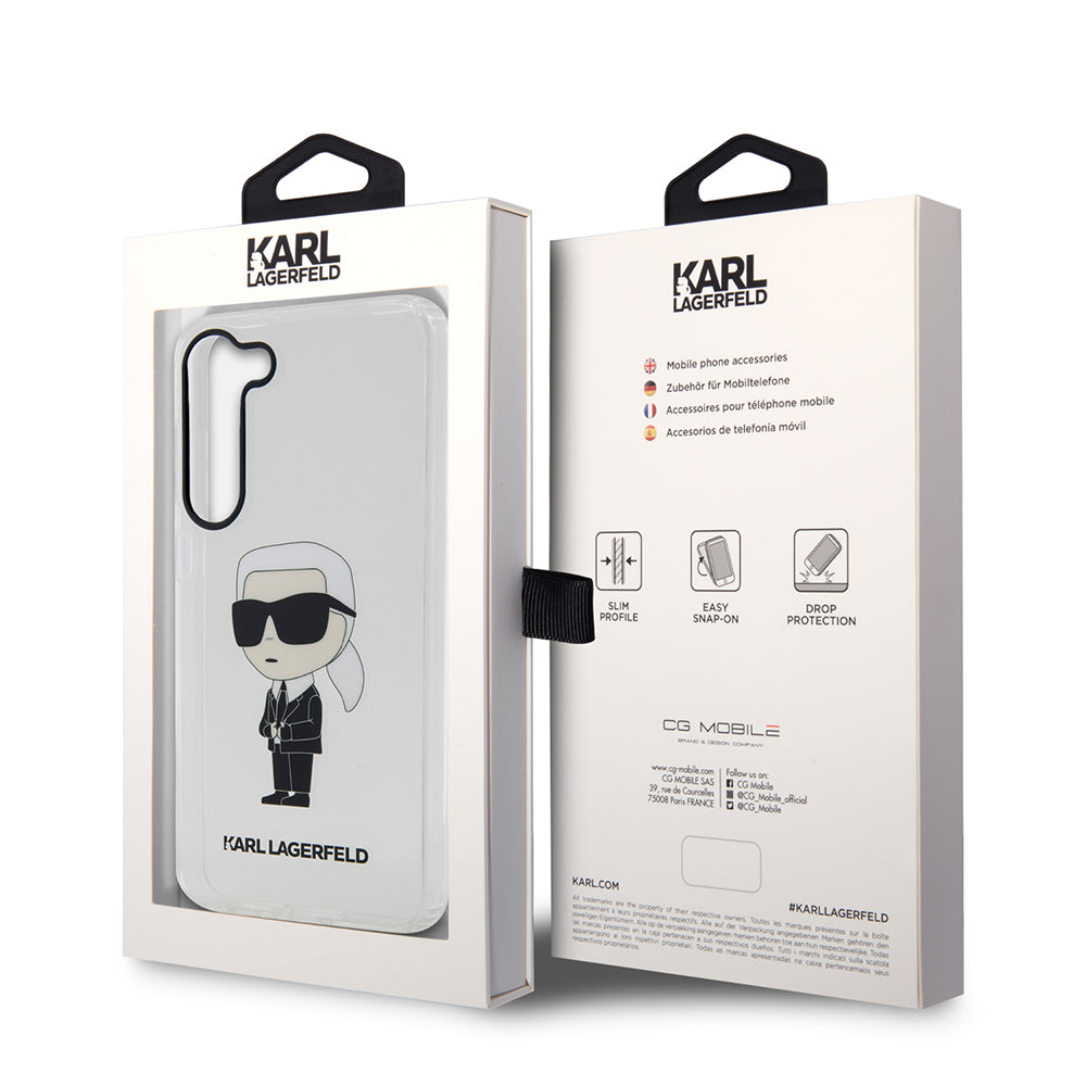 Capa para Samsung Galaxy S23 S911, Karl Lagerfeld, Ikonik Karl, Transparente