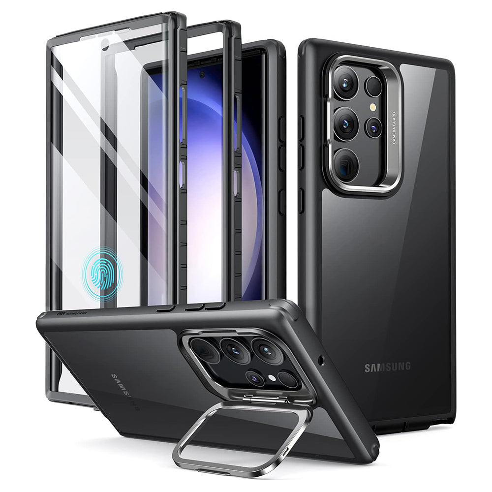 Capa para Samsung Galaxy S23 Ultra S918, ESR, Shock Armor Kickstand, Preta Transparente