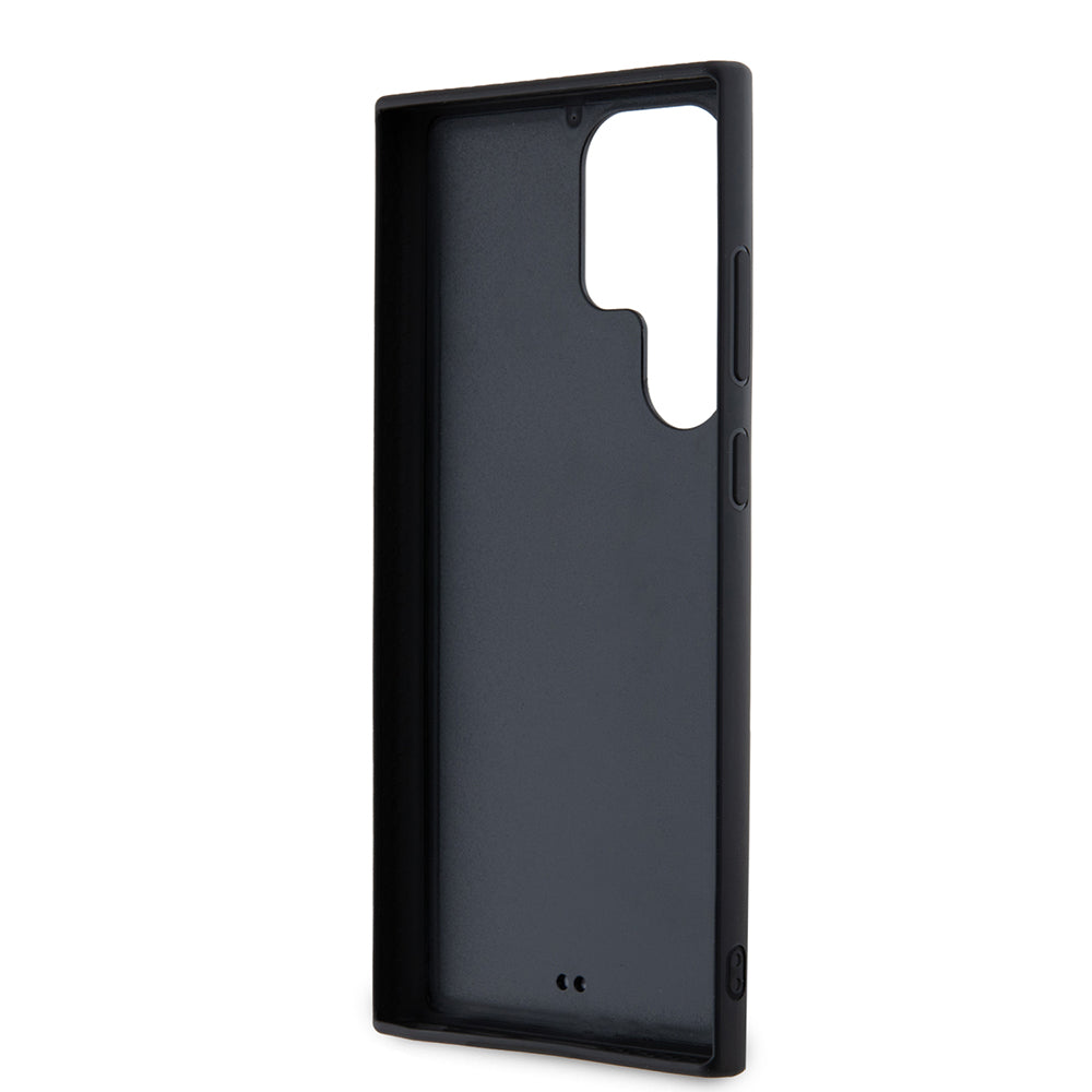 Capa para Samsung Galaxy S23 Ultra S918, Karl Lagerfeld, Logo de Borracha Glitter 3D, Preta