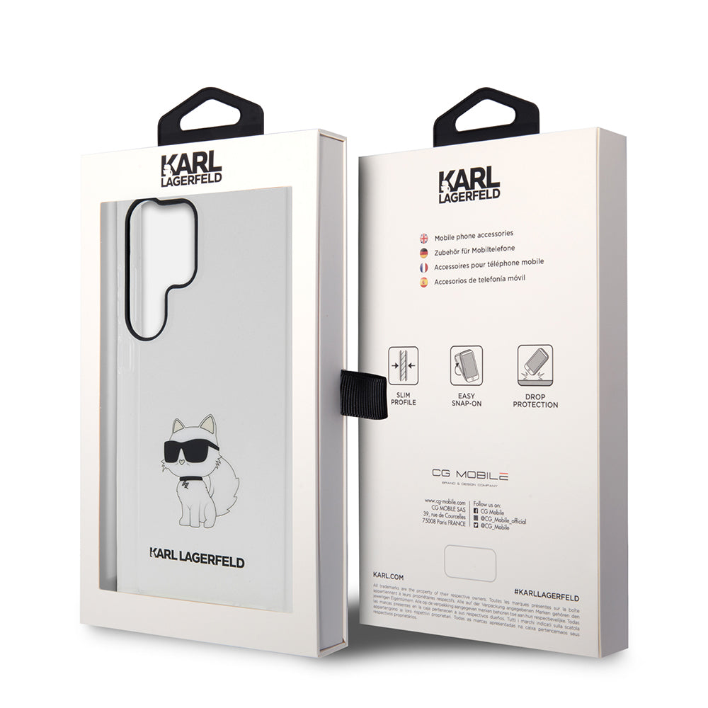 Capa para Samsung Galaxy S23 Ultra S918, Karl Lagerfeld, Ikonik Choupette, Transparente