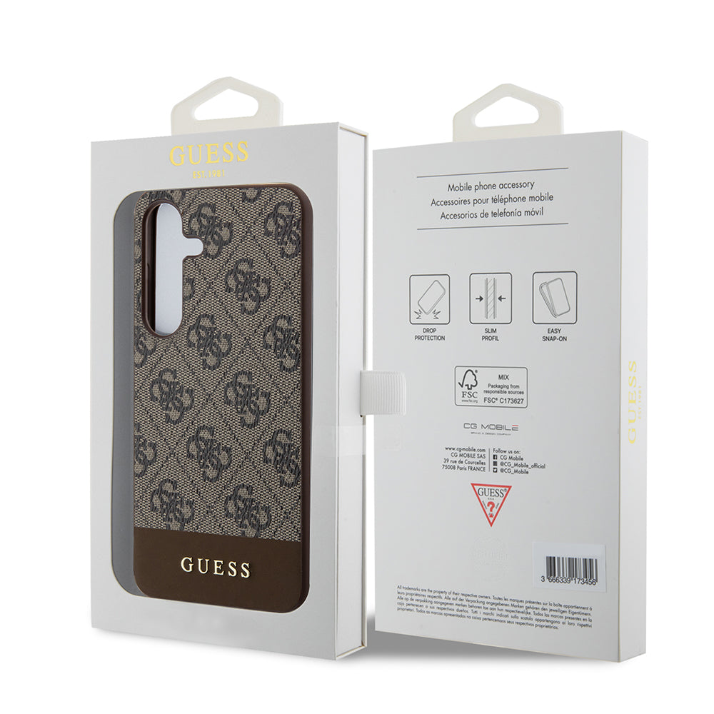 Capa para Samsung Galaxy S24+ S926, Guess, 4G Stripe, Castanho