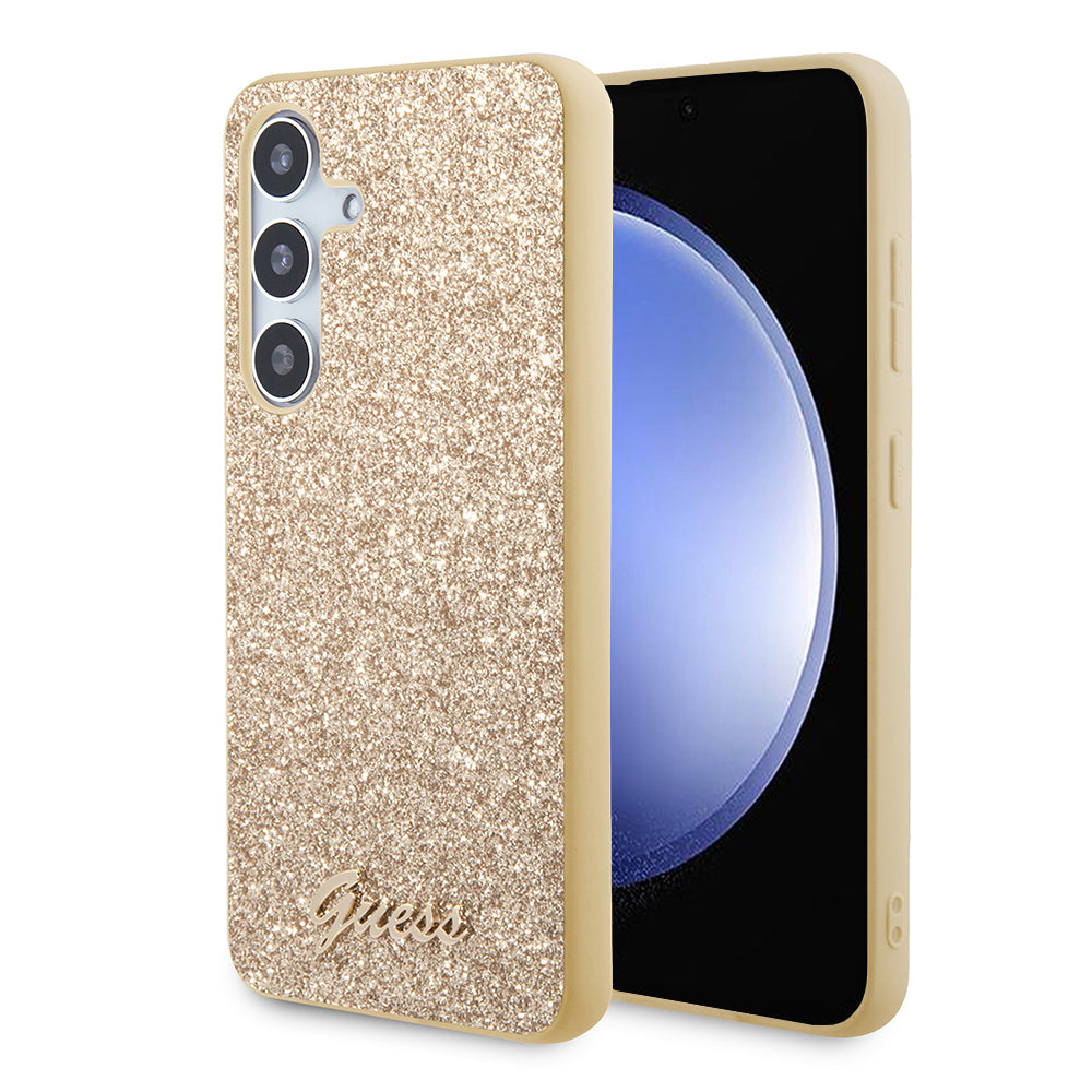 Capa para Samsung Galaxy S24+ S926, Guess, Glitter Script, Dourada
