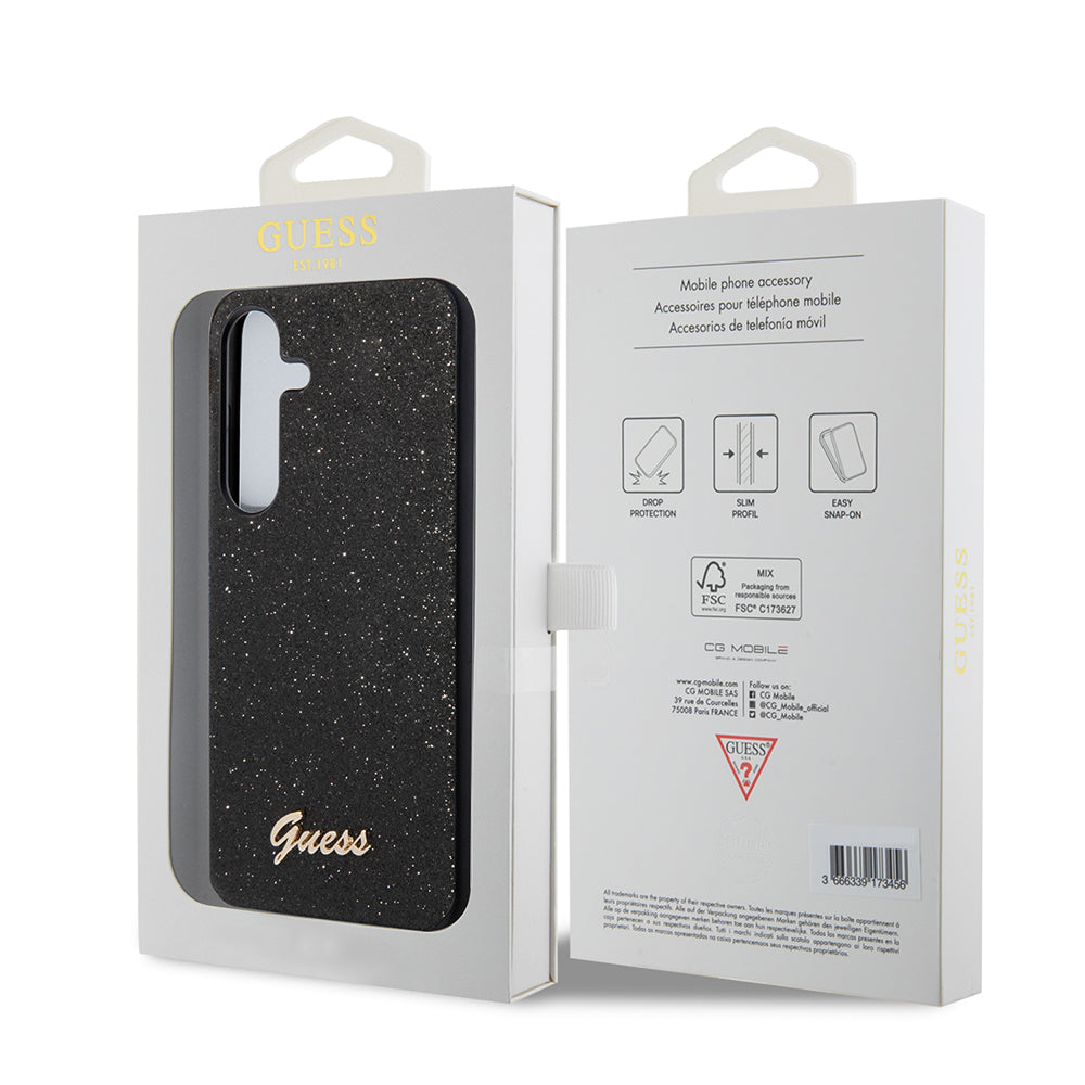 Capa para Samsung Galaxy S24+ S926, Guess, Glitter Script, Preta