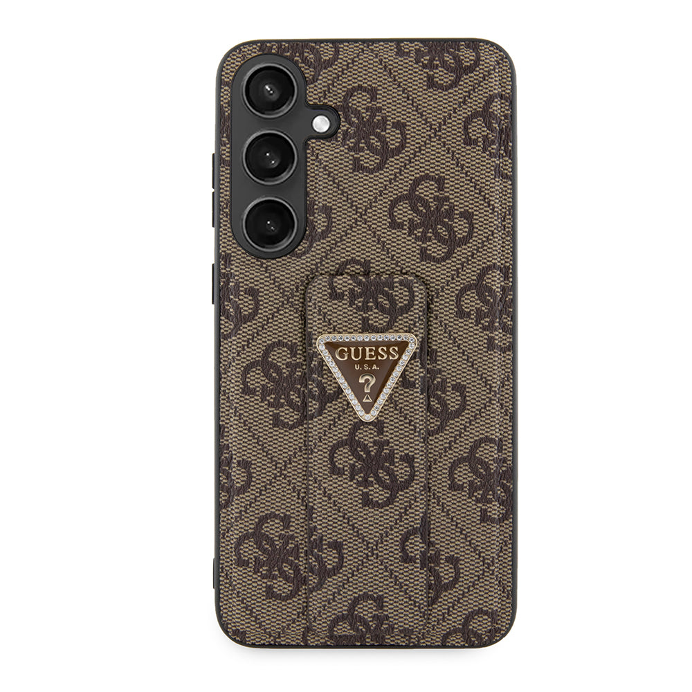 Capa para Samsung Galaxy S24+ S926, Guess, Grip Stand 4G Triangle Strass, Castanho