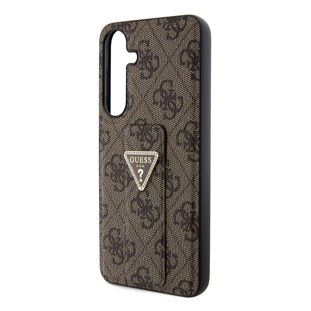 Capa para Samsung Galaxy S24+ S926, Guess, Grip Stand 4G Triangle Strass, Castanho