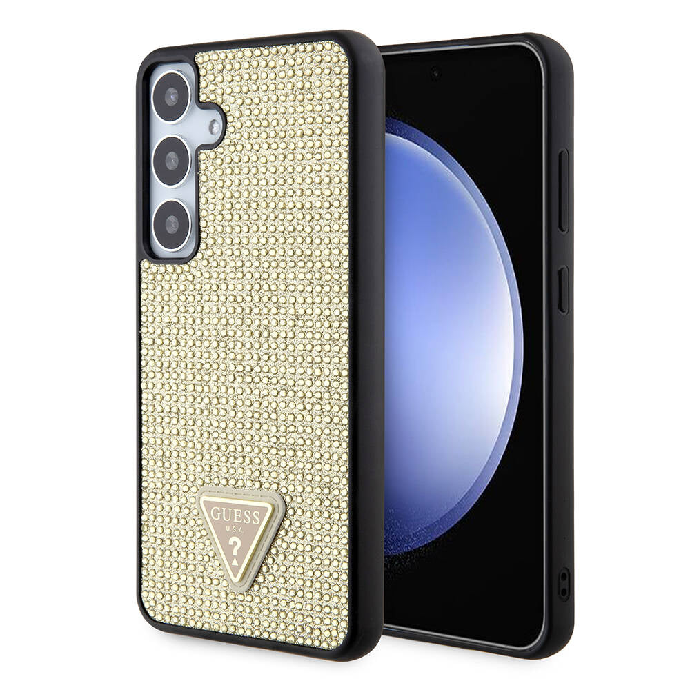 Capa para Samsung Galaxy S24+ S926, Guess, Logotipo Triângulo de Strass, Dourada