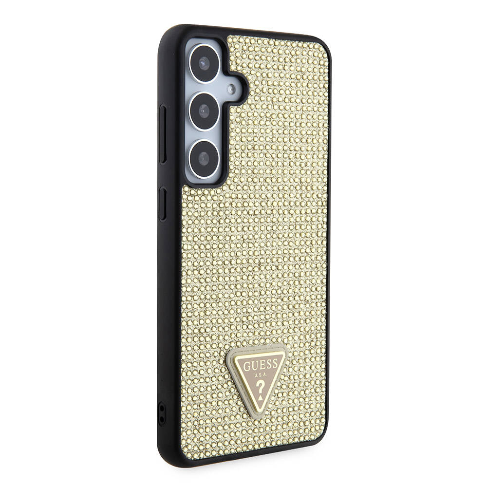 Capa para Samsung Galaxy S24+ S926, Guess, Logotipo Triângulo de Strass, Dourada