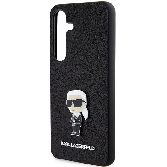 Capa para Samsung Galaxy S24+ S926, Karl Lagerfeld, Glitter Ikonik Karl Logo, Preta.