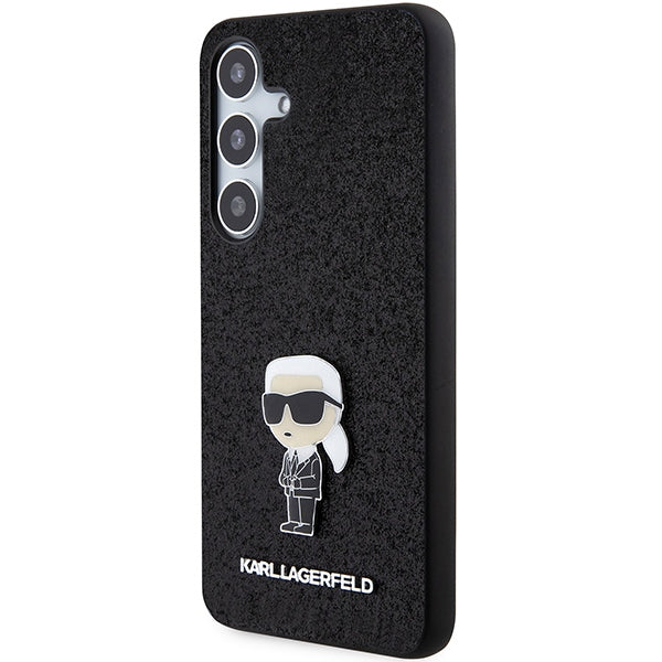 Capa para Samsung Galaxy S24+ S926, Karl Lagerfeld, Glitter Ikonik Karl Logo, Preta.