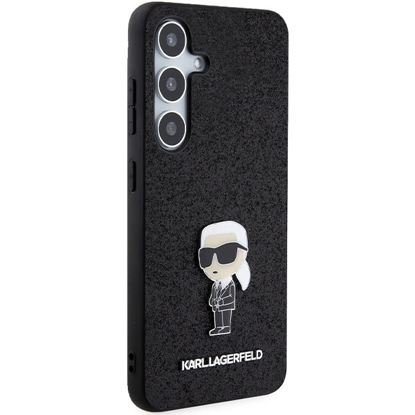 Capa para Samsung Galaxy S24+ S926, Karl Lagerfeld, Glitter Ikonik Karl Logo, Preta.