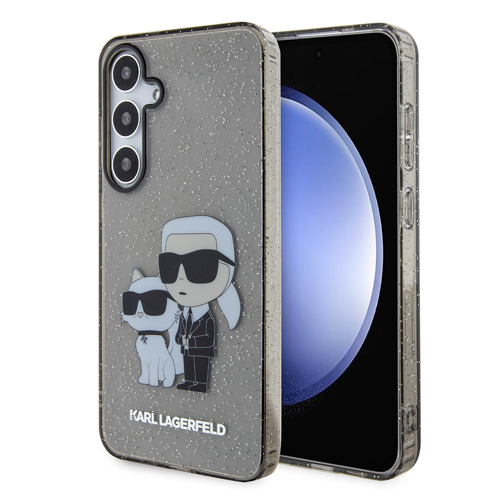 Capa para Samsung Galaxy S24+ S926, Karl Lagerfeld, Glitter Karl & Choupette, Preto Transparente