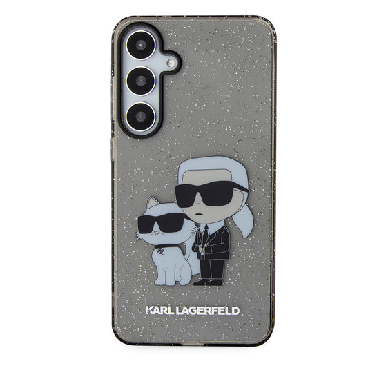 Capa para Samsung Galaxy S24+ S926, Karl Lagerfeld, Glitter Karl & Choupette, Azul.
