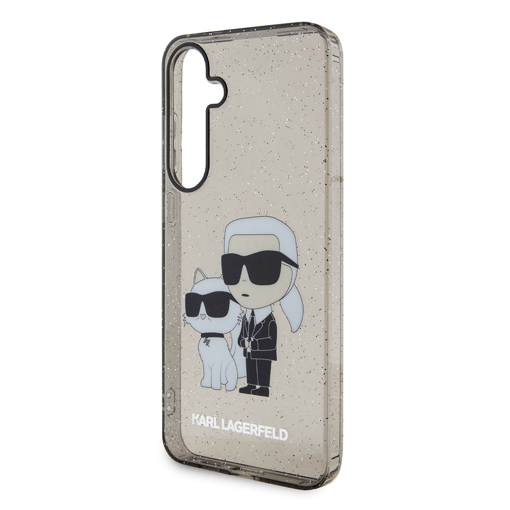 Capa para Samsung Galaxy S24+ S926, Karl Lagerfeld, Glitter Karl & Choupette, Preto Transparente