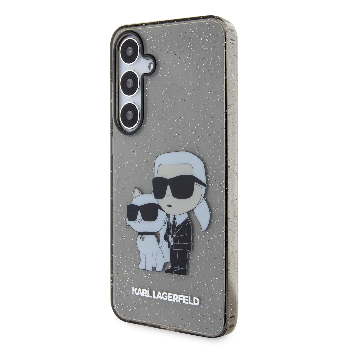 Capa para Samsung Galaxy S24+ S926, Karl Lagerfeld, Glitter Karl & Choupette, Preto Transparente