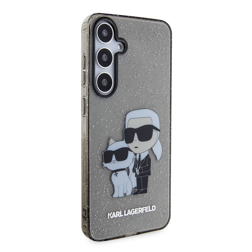 Capa para Samsung Galaxy S24+ S926, Karl Lagerfeld, Glitter Karl & Choupette, Preto Transparente