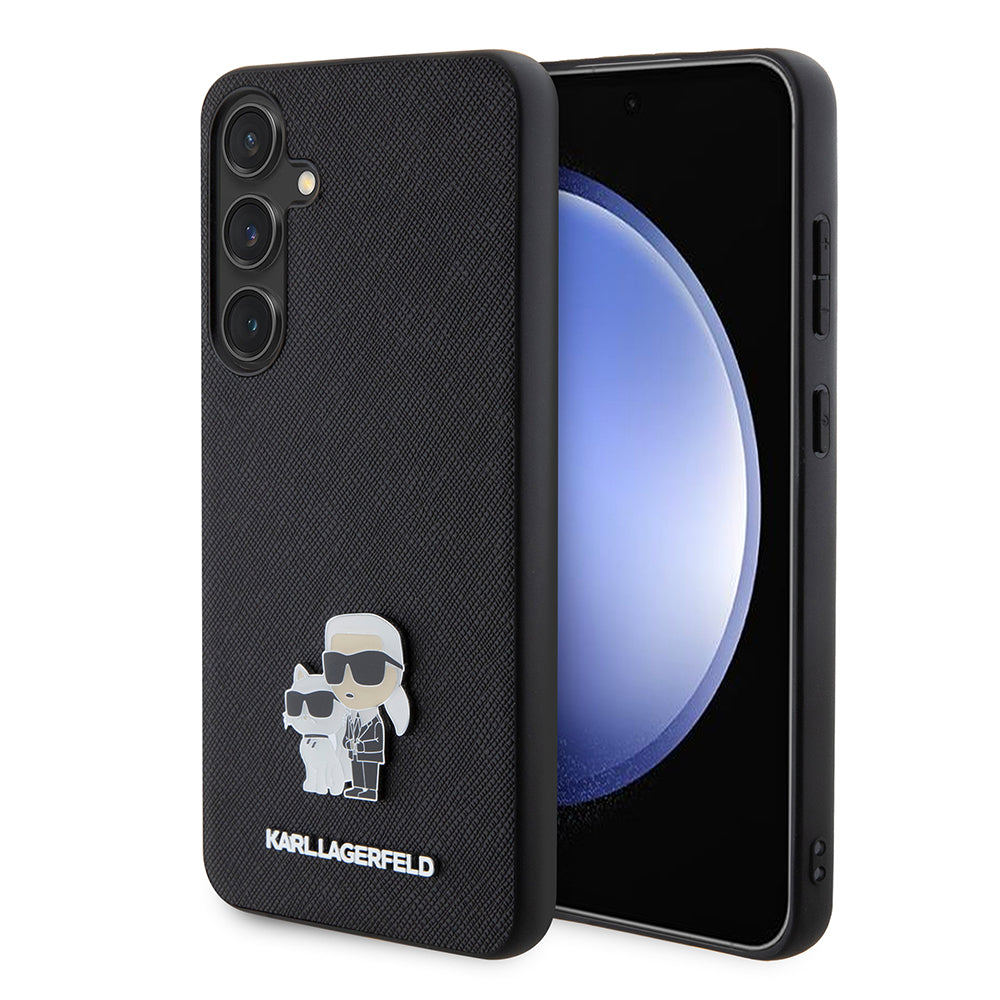Capa para Samsung Galaxy S24+ S926, Karl Lagerfeld, Saffiano Karl & Choupette Metal, Preta.