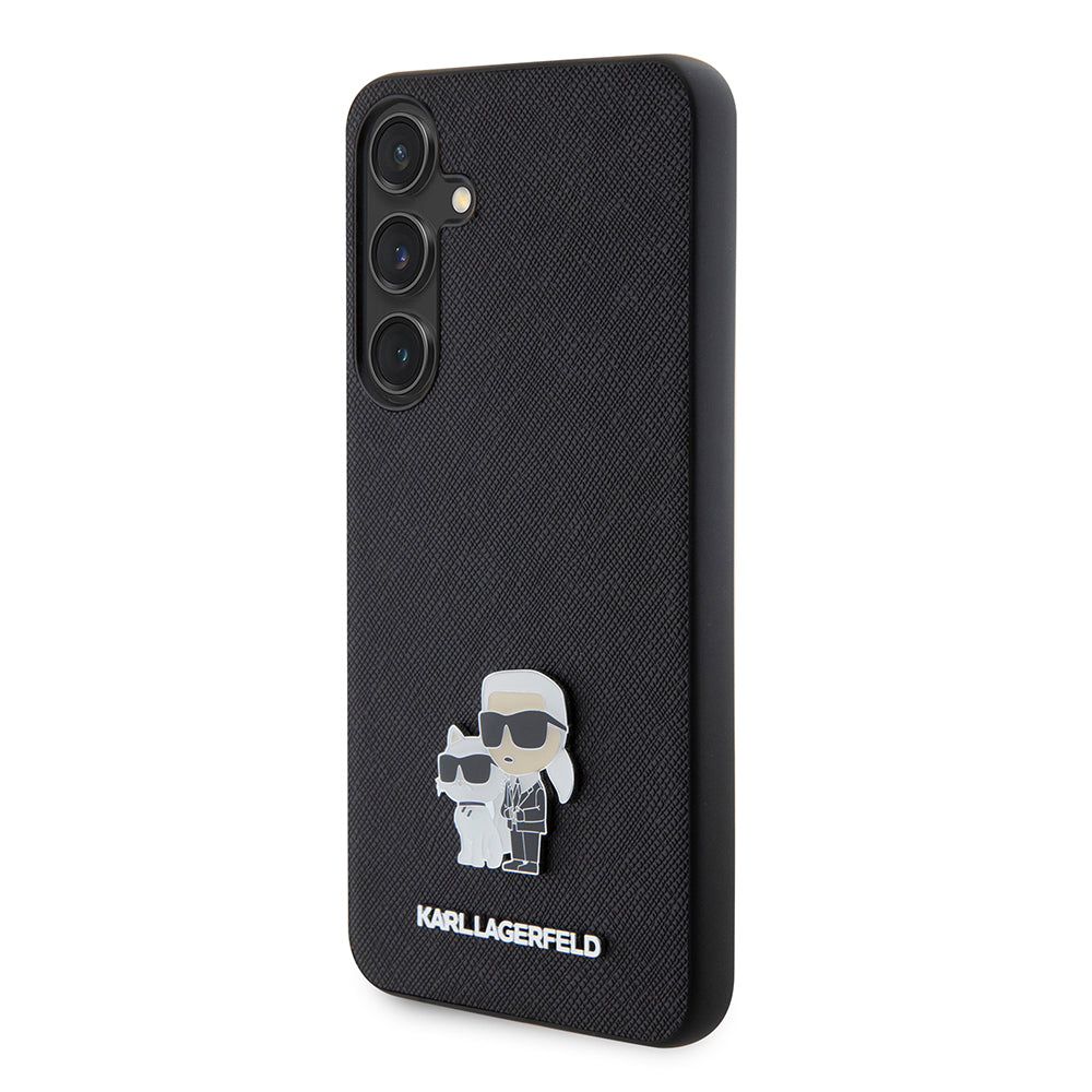 Capa para Samsung Galaxy S24+ S926, Karl Lagerfeld, Saffiano Karl & Choupette Metal, Preta.