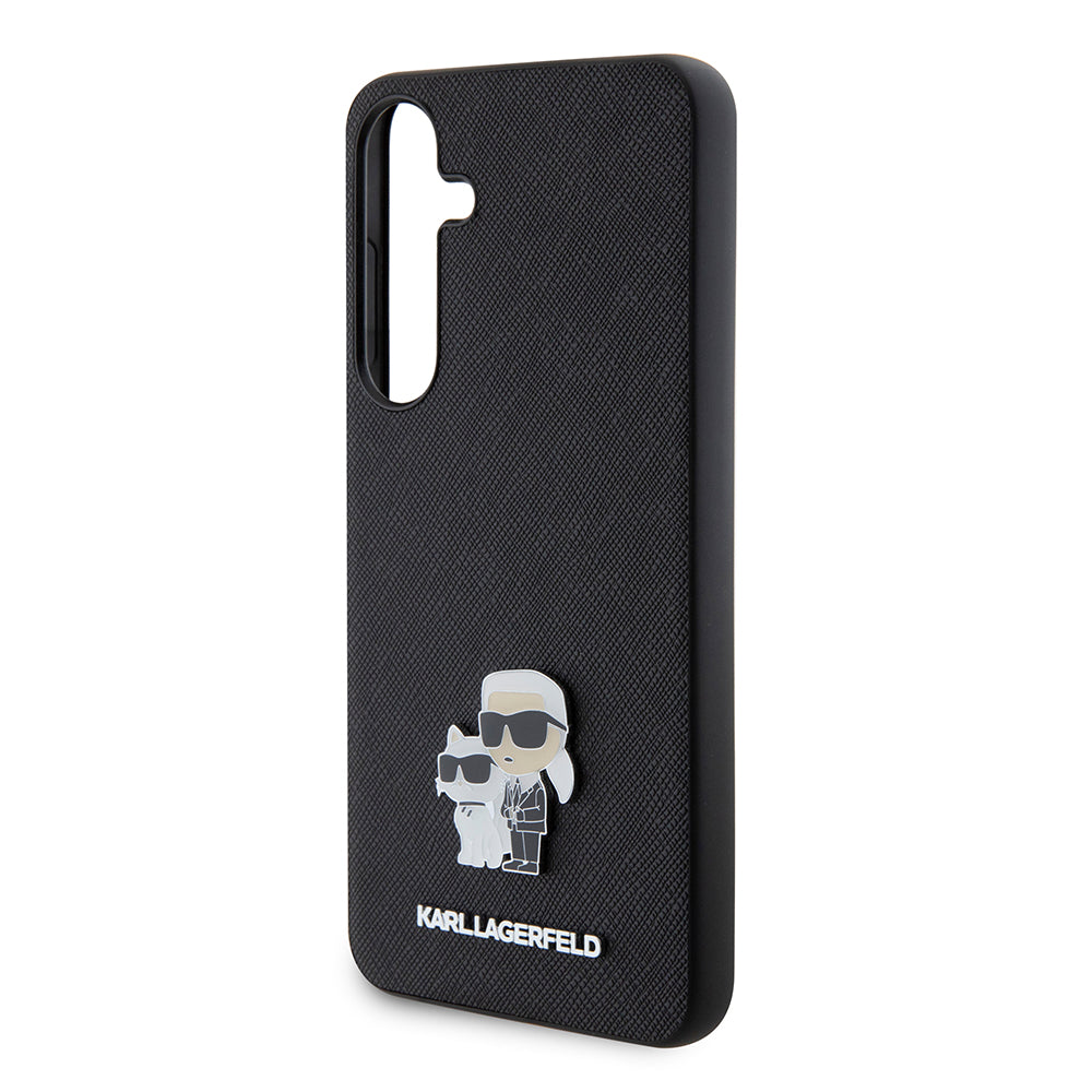 Capa para Samsung Galaxy S24+ S926, Karl Lagerfeld, Saffiano Karl & Choupette Metal, Preta.