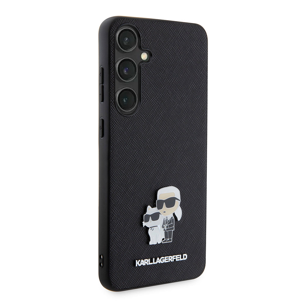 Capa para Samsung Galaxy S24+ S926, Karl Lagerfeld, Saffiano Karl & Choupette Metal, Preta.