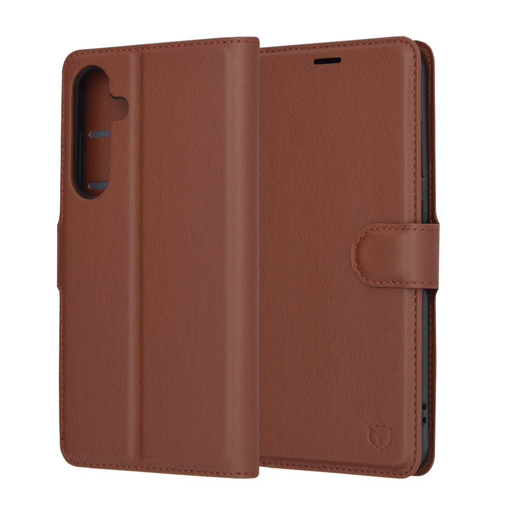 Capa para Samsung Galaxy S24+ S926, Techsuit, Leather Folio, Castanha