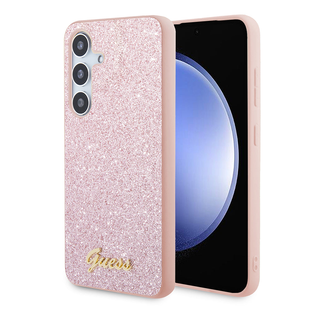 Capa para Samsung Galaxy S24 S921, Guess, Glitter Script, Rosa