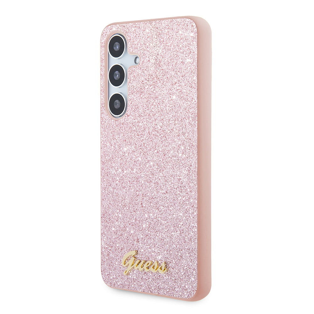 Capa para Samsung Galaxy S24 S921, Guess, Glitter Script, Rosa