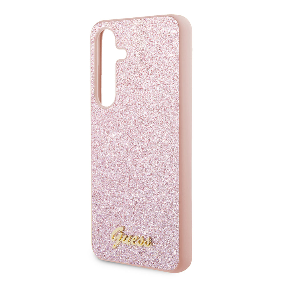 Capa para Samsung Galaxy S24 S921, Guess, Glitter Script, Rosa