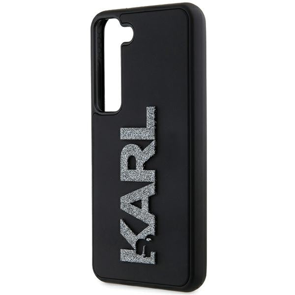 Capa para Samsung Galaxy S24 S921, Karl Lagerfeld, Logo de Borracha com Glitter 3D, Preta