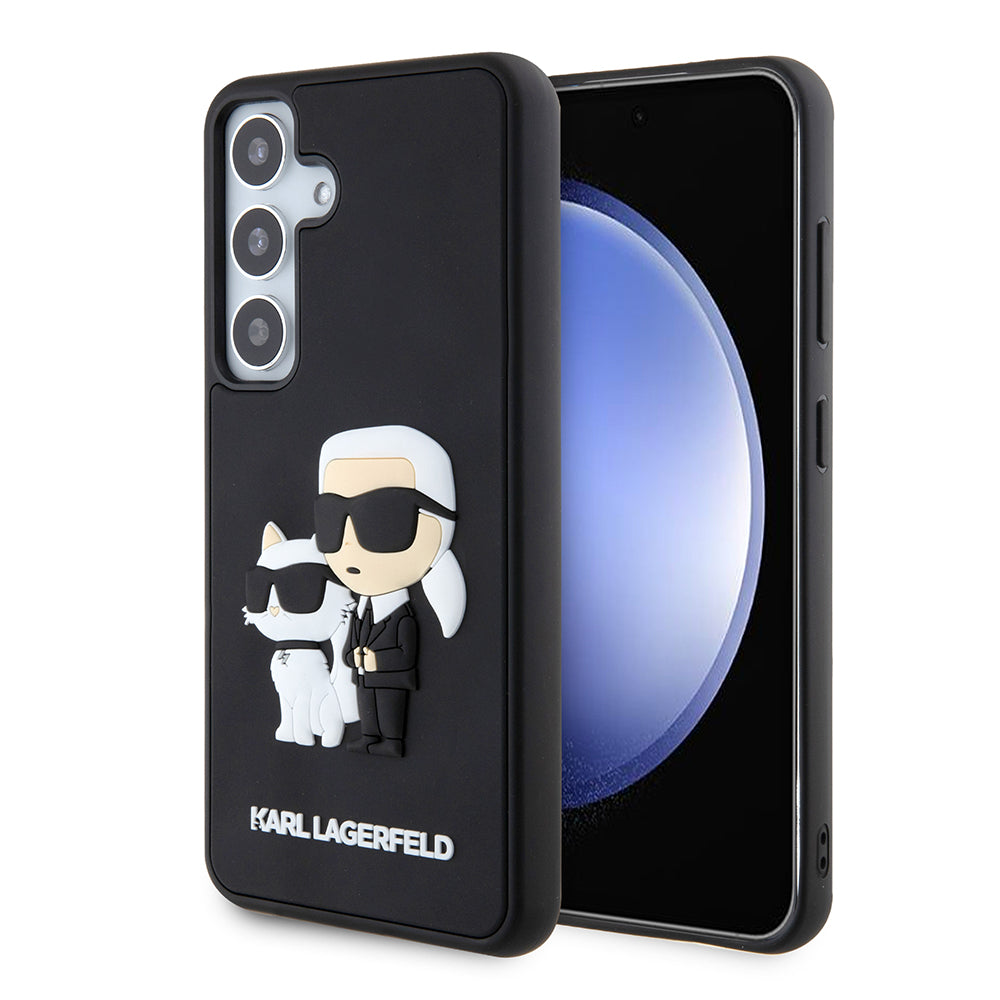 Capa para Samsung Galaxy S24 S921, Karl Lagerfeld, 3D Rubber Karl & Choupette, Preta
