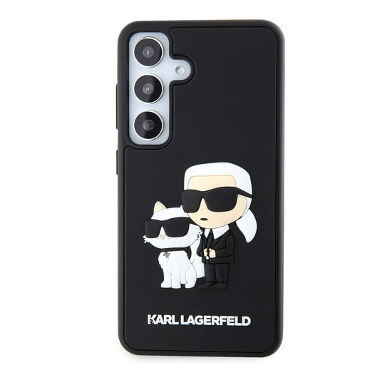Capa para Samsung Galaxy S24 S921, Karl Lagerfeld, 3D Rubber Karl & Choupette, Preta