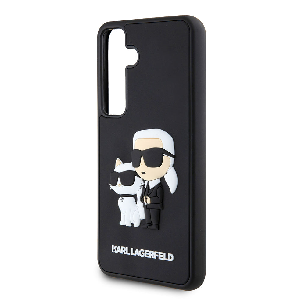 Capa para Samsung Galaxy S24 S921, Karl Lagerfeld, 3D Rubber Karl & Choupette, Preta