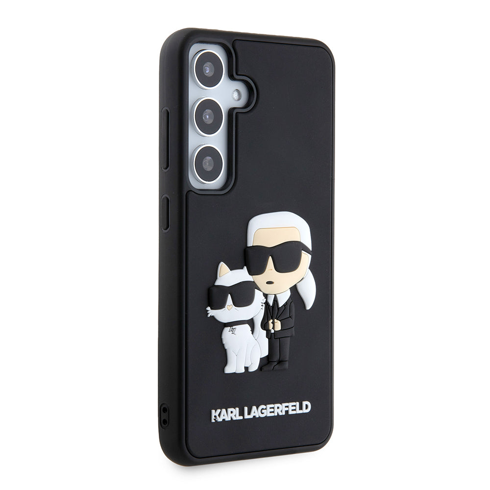 Capa para Samsung Galaxy S24 S921, Karl Lagerfeld, 3D Rubber Karl & Choupette, Preta