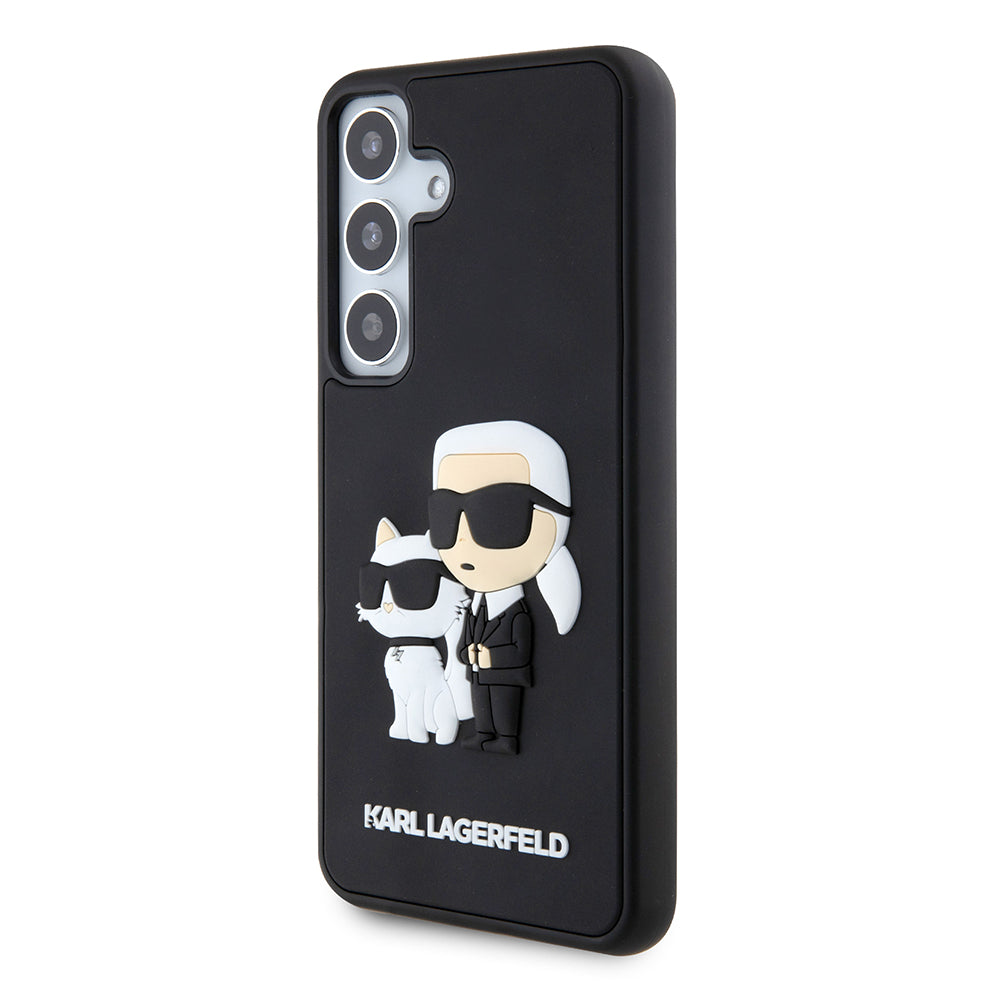 Capa para Samsung Galaxy S24 S921, Karl Lagerfeld, 3D Rubber Karl & Choupette, Preta