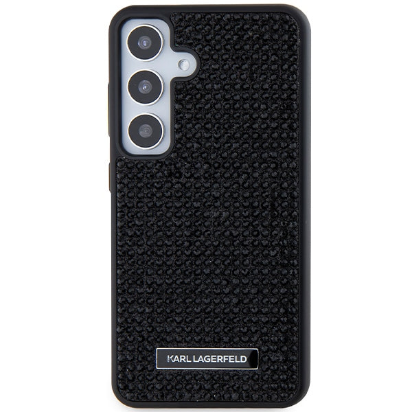 Capa para Samsung Galaxy S24 S921, Karl Lagerfeld, Placa de Metal com Strass, Preta