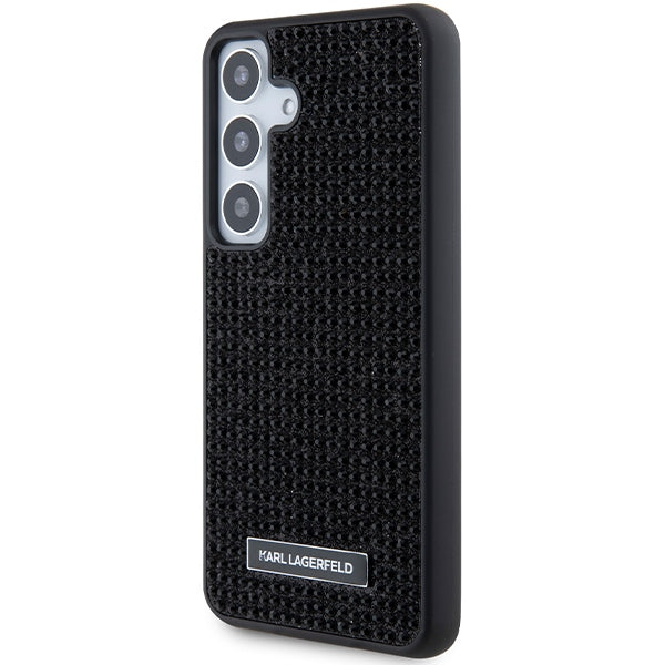 Capa para Samsung Galaxy S24 S921, Karl Lagerfeld, Placa de Metal com Strass, Preta