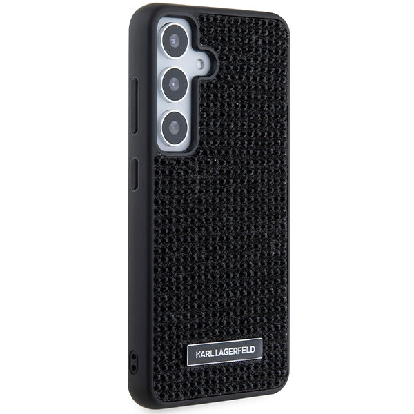 Capa para Samsung Galaxy S24 S921, Karl Lagerfeld, Placa de Metal com Strass, Preta
