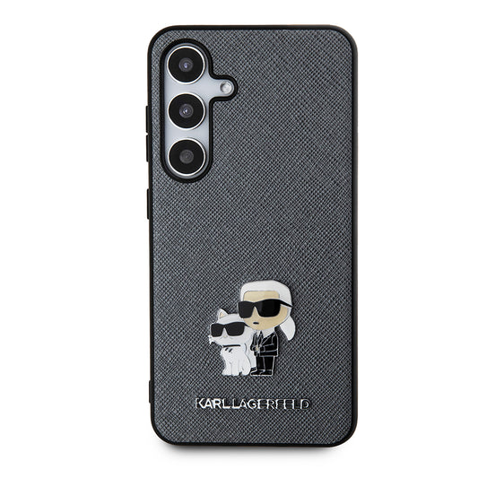 Capa para Samsung Galaxy S24 S921, Karl Lagerfeld, Saffiano Karl & Choupette Metal, Cinza