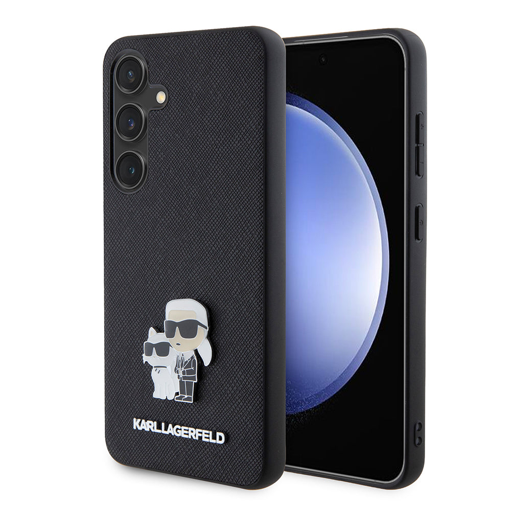 Capa para Samsung Galaxy S24 S921, Karl Lagerfeld, Saffiano Karl & Choupette Metal, Preta.