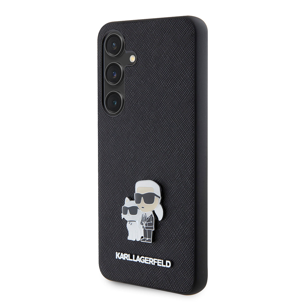 Capa para Samsung Galaxy S24 S921, Karl Lagerfeld, Saffiano Karl & Choupette Metal, Preta.