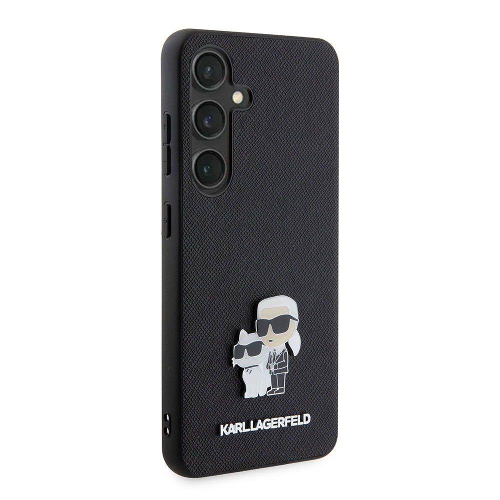 Capa para Samsung Galaxy S24 S921, Karl Lagerfeld, Saffiano Karl & Choupette Metal, Preta.
