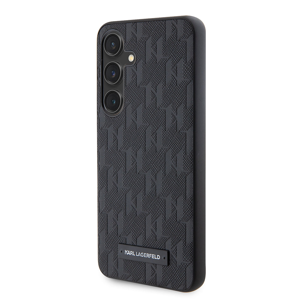Capa para Samsung Galaxy S24 S921, Karl Lagerfeld, Saffiano Mono Metal Logo, Preta.